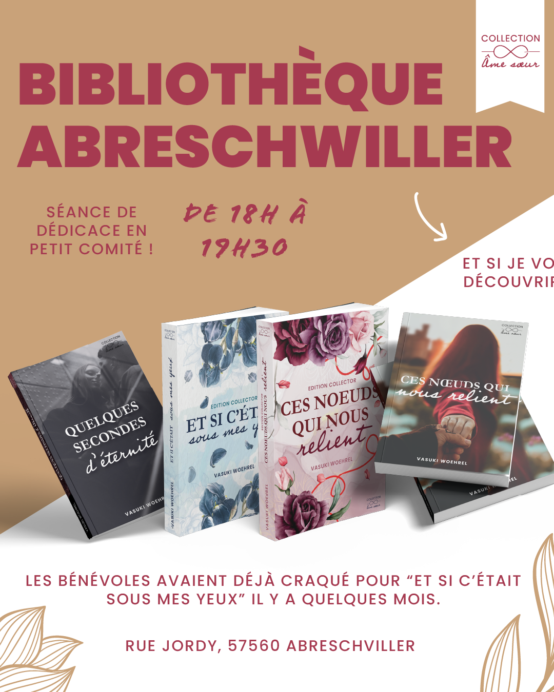Dédicace à Abreschwiller : un rendez-vous autour de mes romans