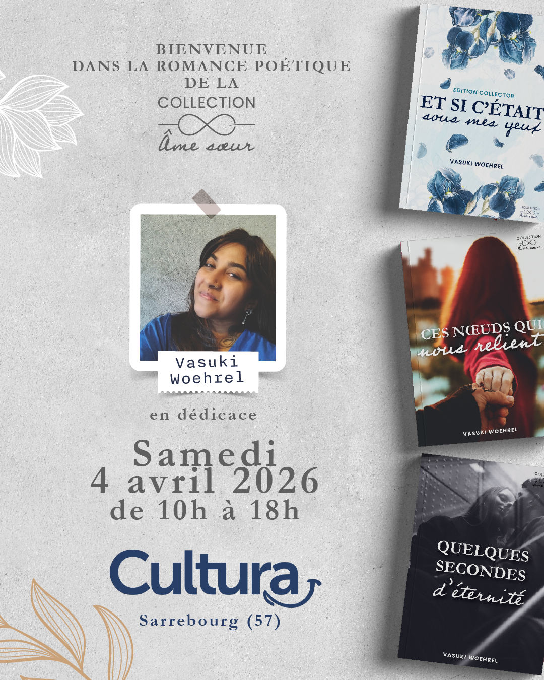 DÉDICACE AUTEURE AU CULTURA - 4 AVRIL 2026