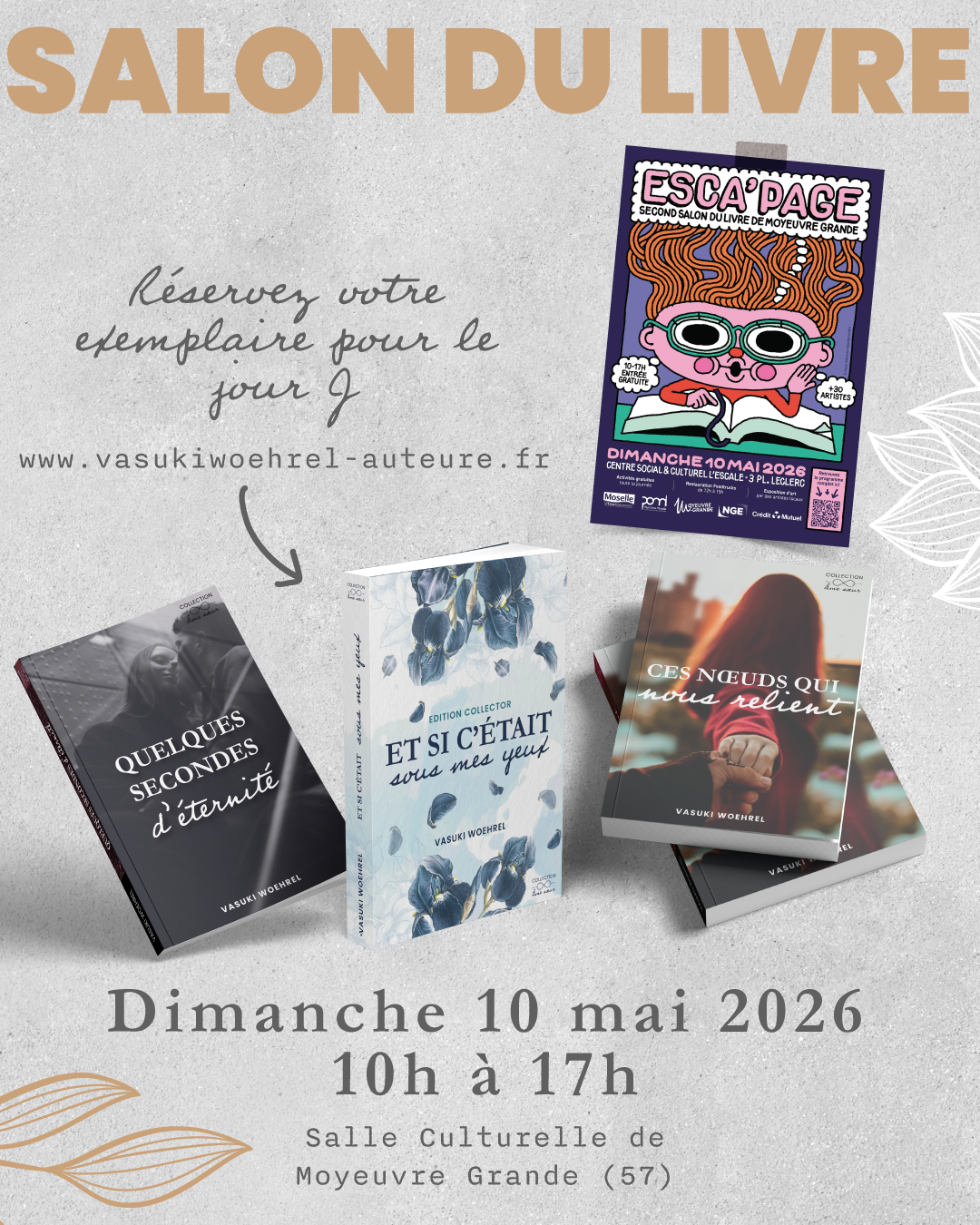 retrouvez-moi pour la 2ᵉ édition du festival du livre Esca’page organisé par la ville de Moyœuvre-Grande, en Moselle.